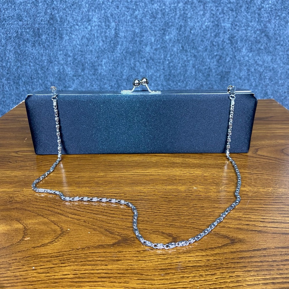 Bijoux Terner‎ Elegant Black Evening Clutch Purse Silver Chain Strap Formal